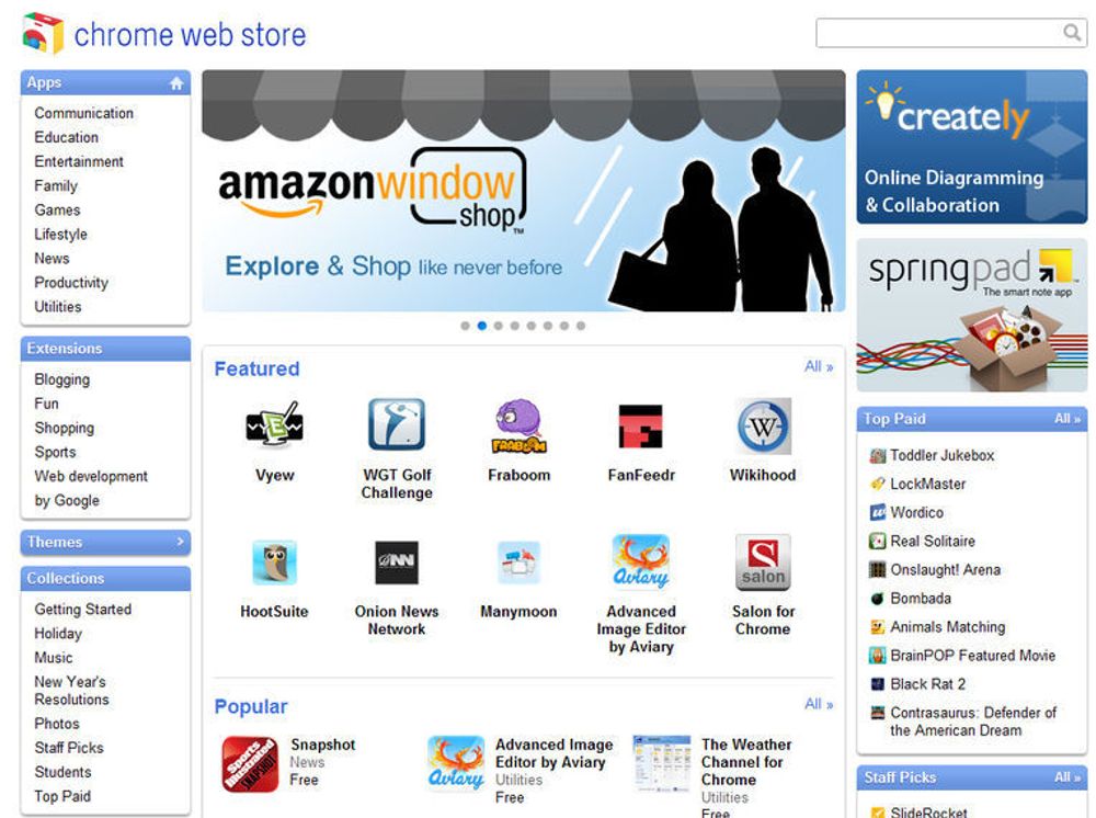 Chrome Web Store tilbyr tusenvis av webapplikasjoner til brukere av både Chrome og Chrome OS.