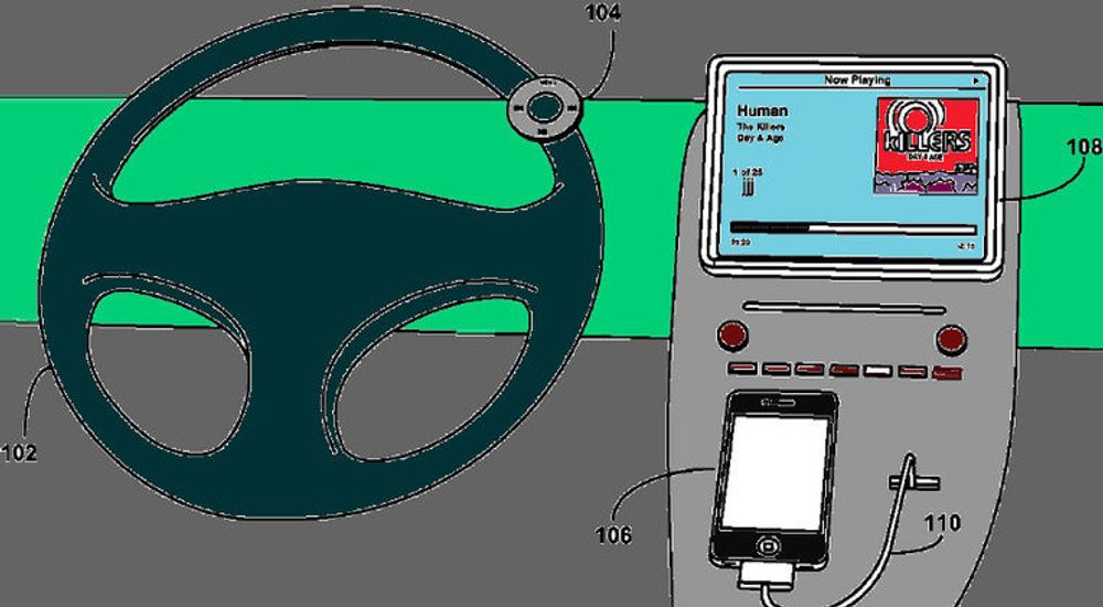 Apple fikk i mai innvilget et patent på en trådløs fjernkontroll for styring av flyttbare mediespillere. Fjernkontrollen har klemmer under for festing til rattet. Eyes Free-knappen som Apple nå snakker om er sannsynligvis integrert på en bedre måte.