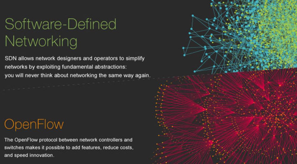 SDN og OpenFlow vil drive fram en ny æra innen nettverk, heter i materiale fra Open Networking Foundation, en stiftelse som samler rubbel og bit innen program- og maskinvare for nettverk. I styret sitter blant annet Facebook og Google og Microsoft. Google er selve pioneren innen både SDN og OpenFlow.