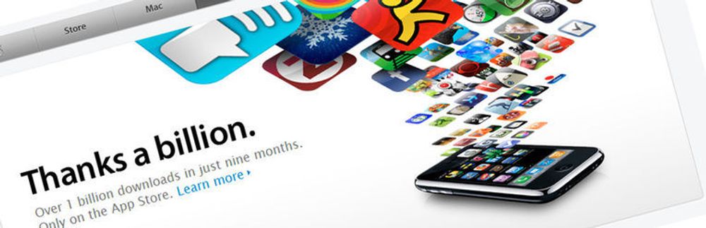 På bare ni måneder har Apples nettløsning formidlet over en milliard programmer til iPhone og iPod Touch.