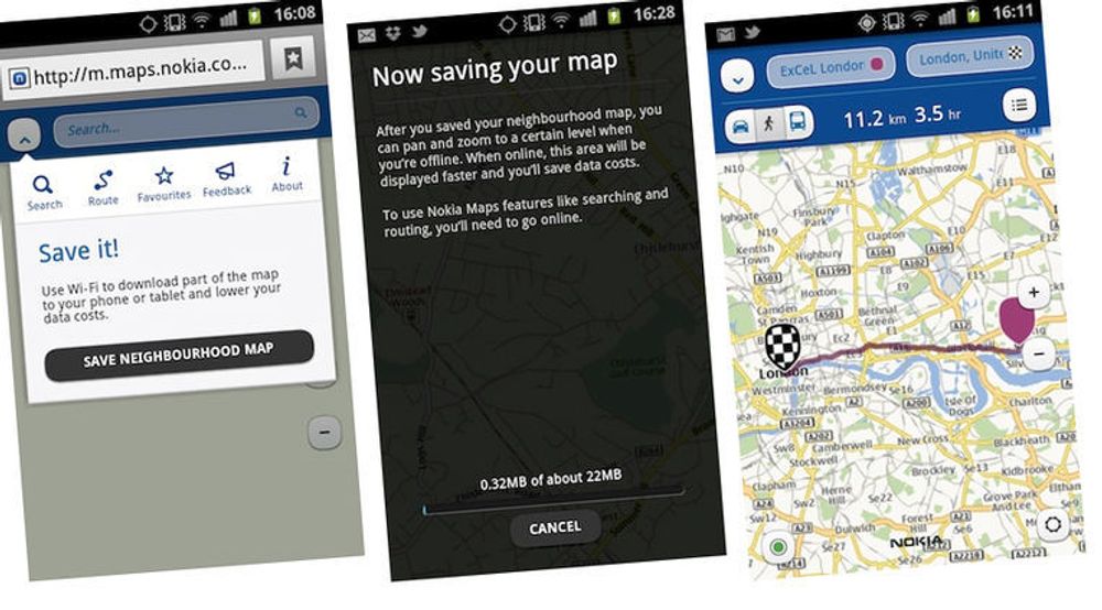 Kartløsningen Nokia Maps tilbyr både HTML5-basert offline-lagring og reiseplanlegger.