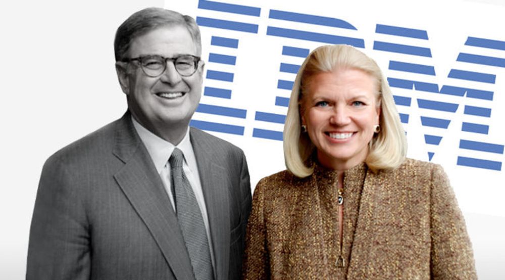 Historisk: Ginny Rometty (54) overtar som IBM-toppsjef etter Sam Palmisano, som etter lang tradisjon i selskapet gir seg ved fylte 60 år.