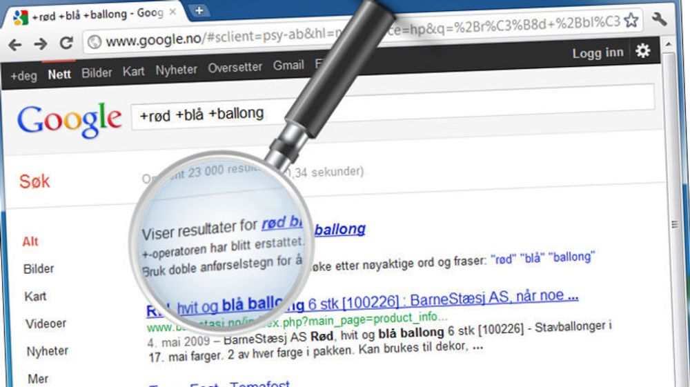 Google hevder at anførselstegn er enklere å bruke enn plusstegn ved avgrensning av søk. Pluss har vært brukt som søkeoperator siden lenge før Google kom på banen.