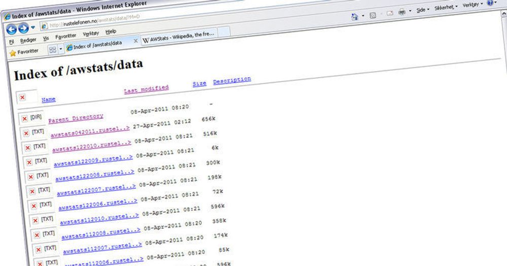 Serverloggene til Rustelefonen.no lå tilgjengelig på en usikret underkatalog.