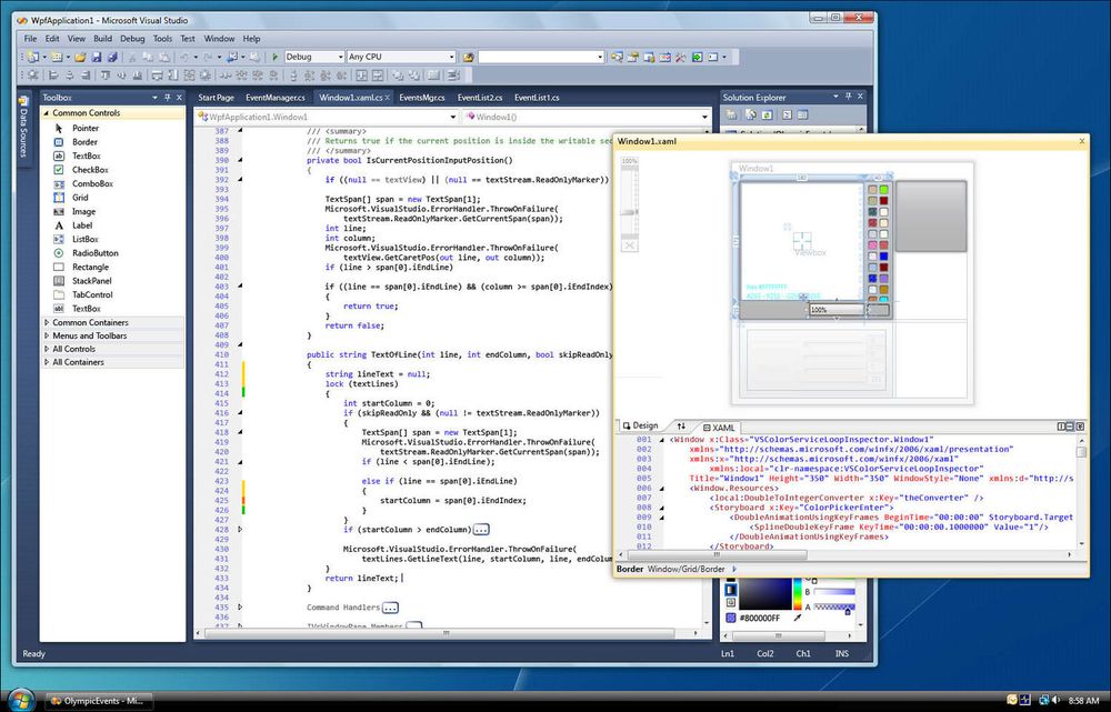 Det nye redigeringsverktøyet i Visual Studio 2010.