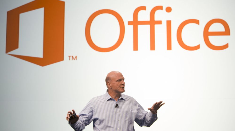 Microsoft-sjef Steve Ballmer den 16. juli i år da han presenterte en allment tilgjengelig testversjon av Office 2013.