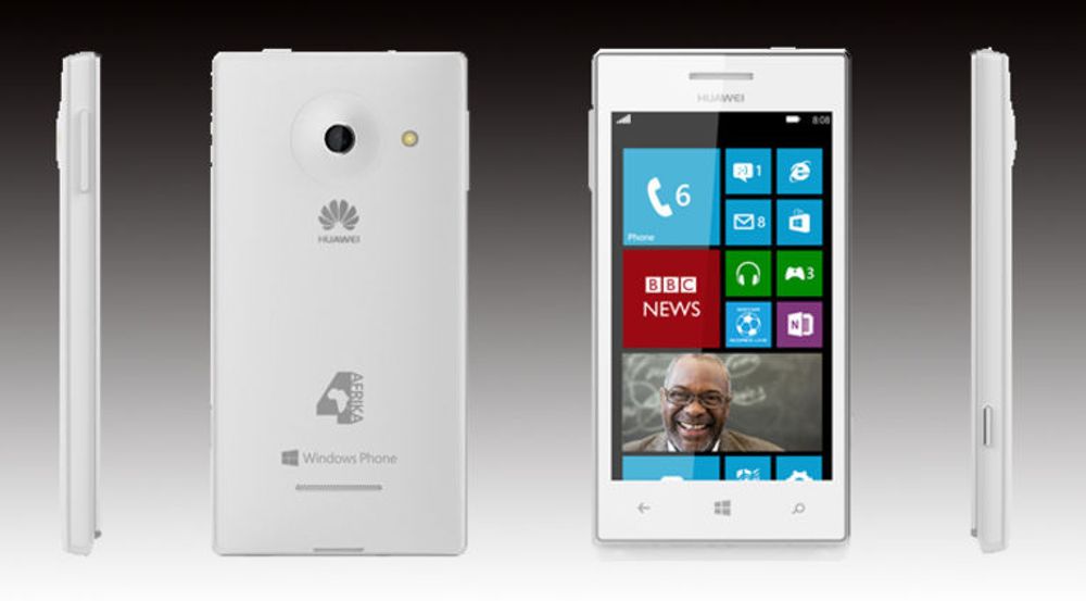 Legg merke til 4Afrika-logoen bak på Huawei-mobilen.