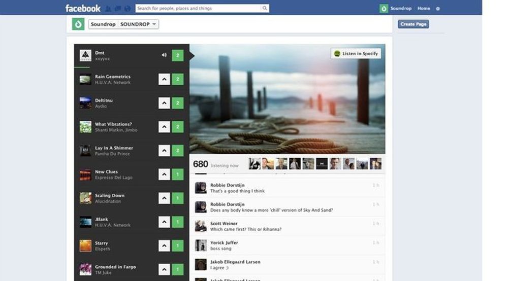 Nå kan hvem som helst innlemme et Soundrop-rom på en Facebook-side.