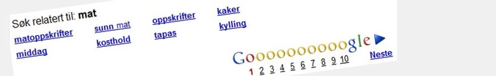 Google foreslår nå relaterte søk knyttet opp mot søkeord ved enkelte ord og uttrykk.