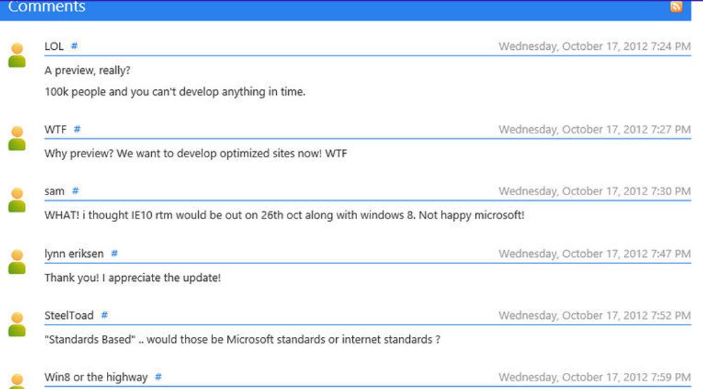 Mange ser ut til å mislike at Microsoft ikke gir ut IE10 samtidig til både Windows 7 og 8.