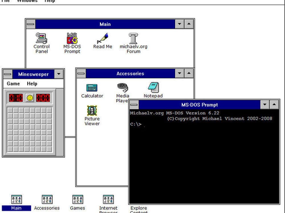 Michael Vincents webbaserte utgave av Windows 3.1.