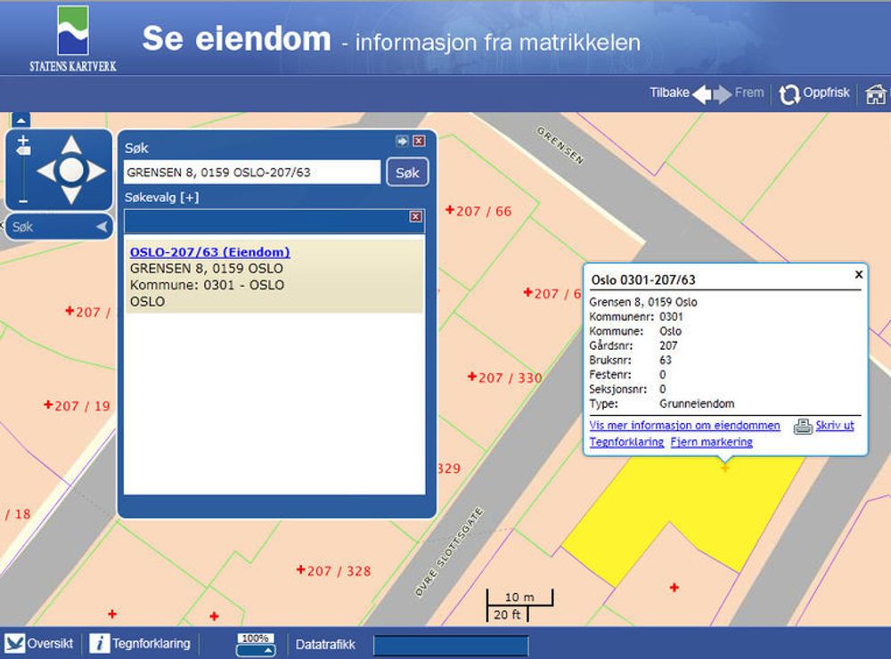 Klikk på kartet på seeiendom.no og få opp mer informasjon om eiendommen du er interessert i.