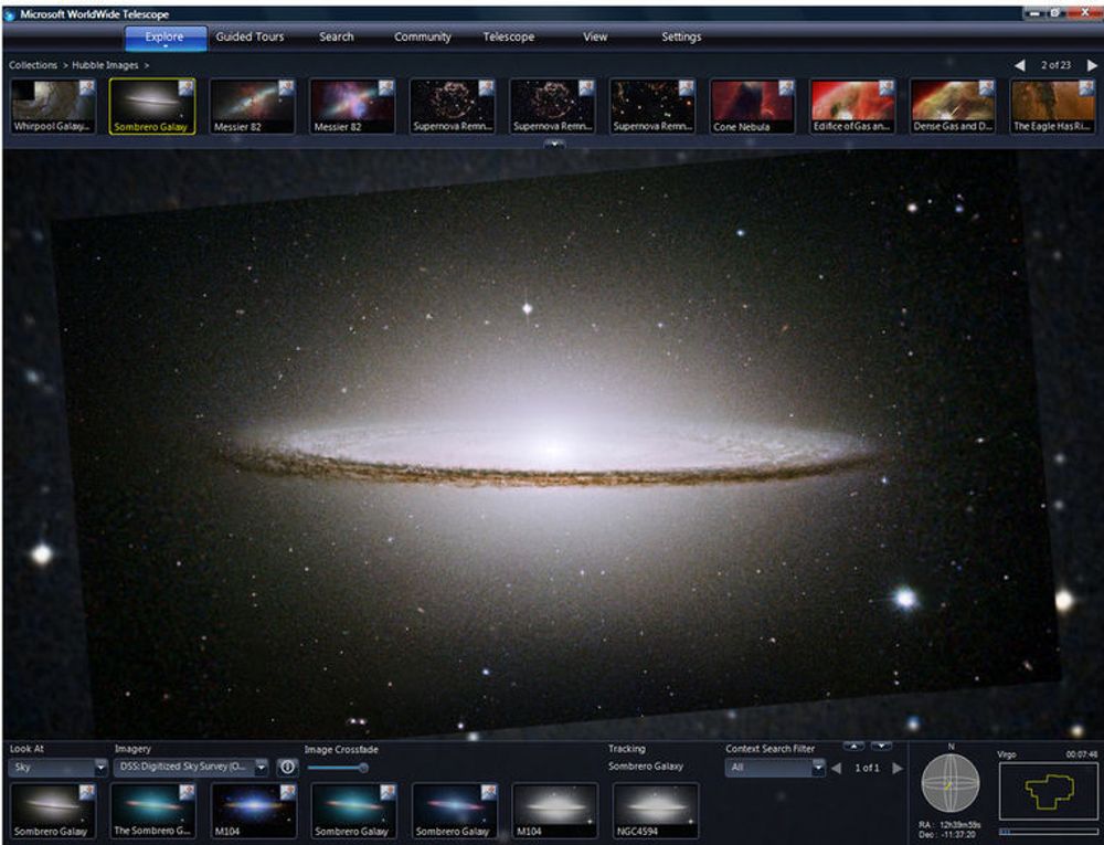 Microsoft WorldWide Telescope - Sombrero-galaksen