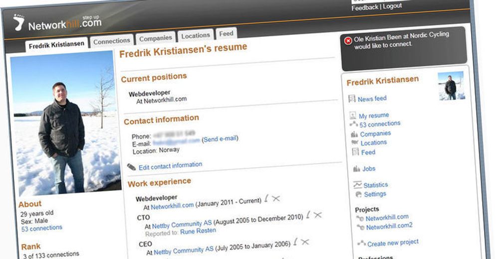 Webutvikler og seriegründer Fredrik Kristiansen vil utfordre Linkedin. Selv gir han seg én prosents sjanse for å lykkes.