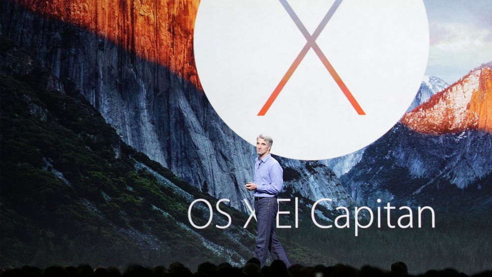 Apples Craig Federighi viser frem OS X El Capitan.