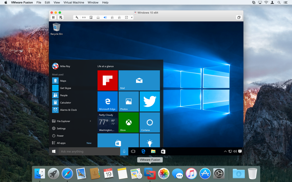 Windows 10 på El Capitan via Fusion 8.