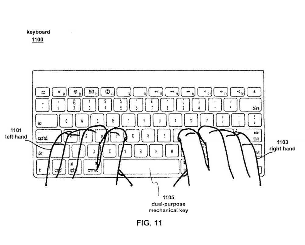 Dette er konseptet til Apple - tastaturet vil kunne lese fingerbevegelser, samtidig som det kan brukes på tradisjonell måte.