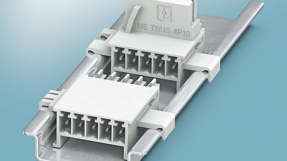 Den nye bussforbinderen ME-TBUS 4P1S åpner for overføring av serielle og parallelle signaler mellom moduler i ME og ME-MAX-hus. Med den passende ME-TBUS ADAPTER kan kretskortflaten fra en byggbredde på 35 mm utnyttes enda mer effektivt.