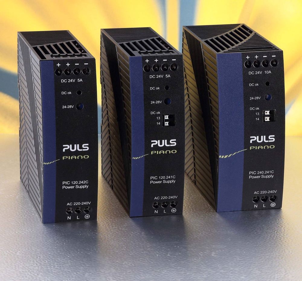 Piano strømforsyninger fra Puls, distribuert av OEM Automatic AS 