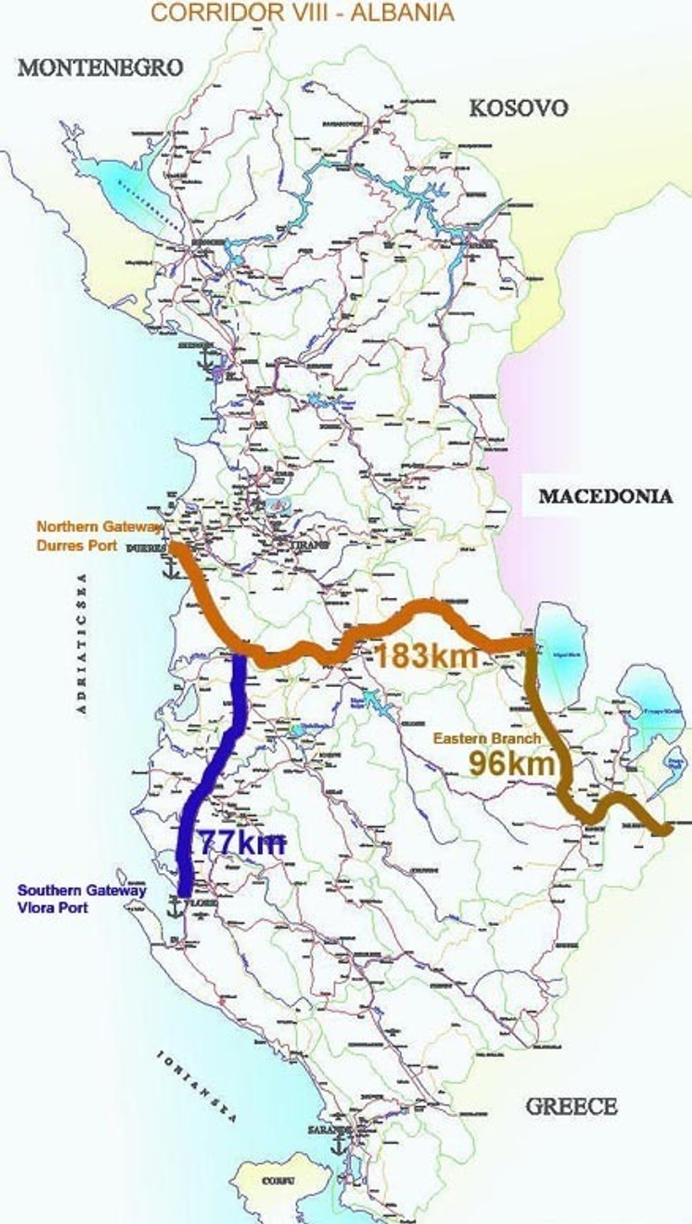 To av de store veiprosjektene i Albania som inngår i korridor 8-planene.