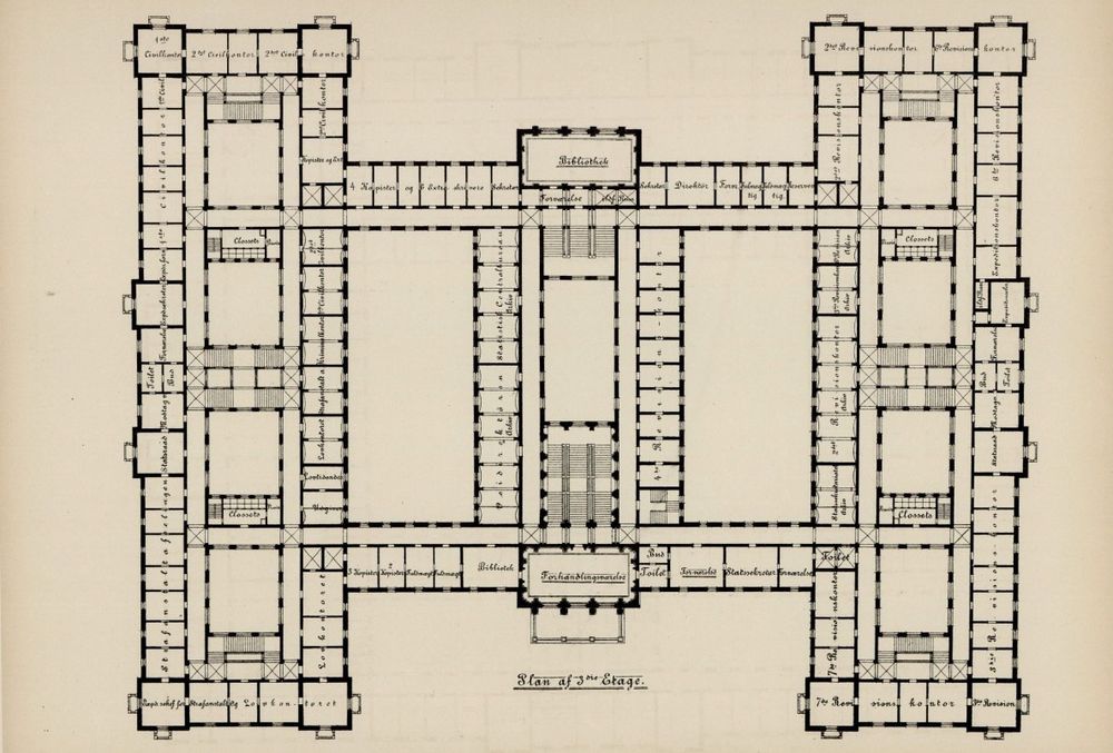 Forslag til utforming av regjeringskvartal i 1891.