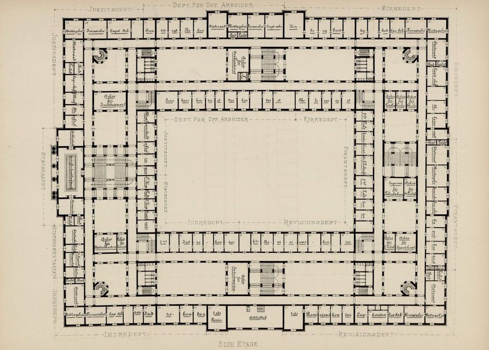 Forslag nummer to til utforming av regjeringskvartal i 1891.  