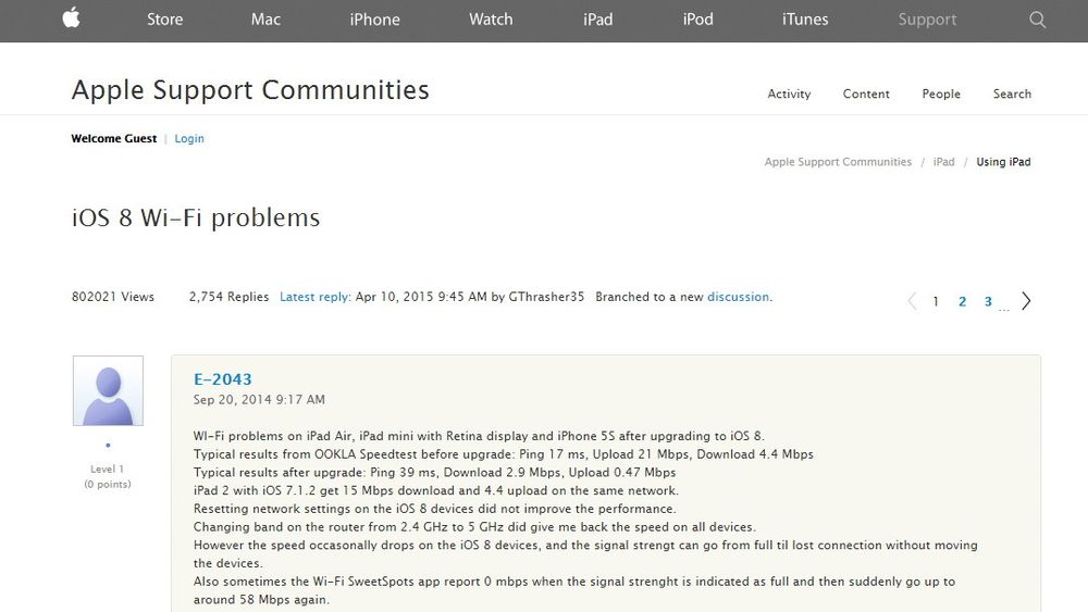 Flere har henvendt seg til Apples support-forum for hjelp med den såkalte «wifried»-bugen.