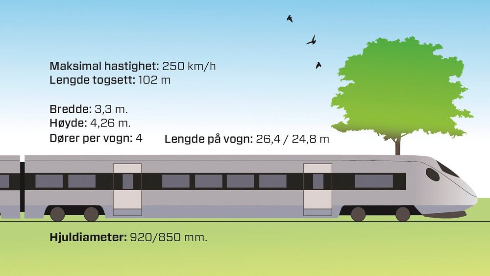  De nye togsettene til flytoget er dimensjonert for fremtidens infrastruktur, og har en makshastighet på 250 kilometer i timen. 