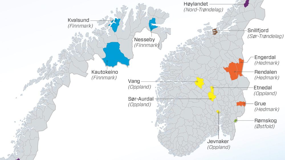 Disse 13 kommunene har ifølge Iris null prosent av Norges oljevirksomhet. 
