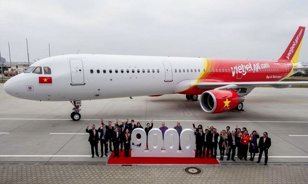 Airbus-fly nummer ni tusen som ble levert var det første A321-flyet til VietJetAir. 