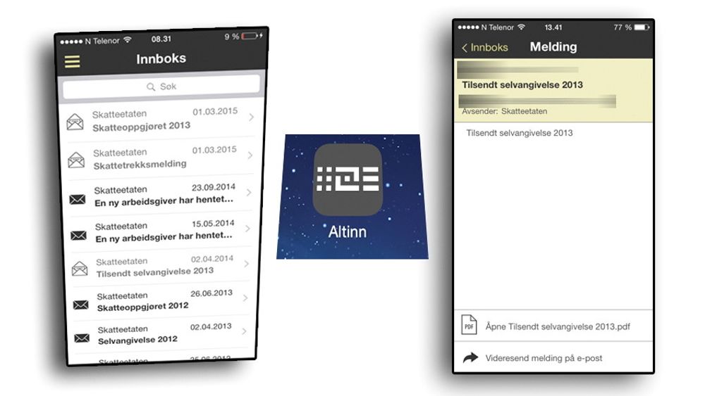  I Altinns nye app kan du enkelt sjekke siste meldinger fra skattemyndighetene.