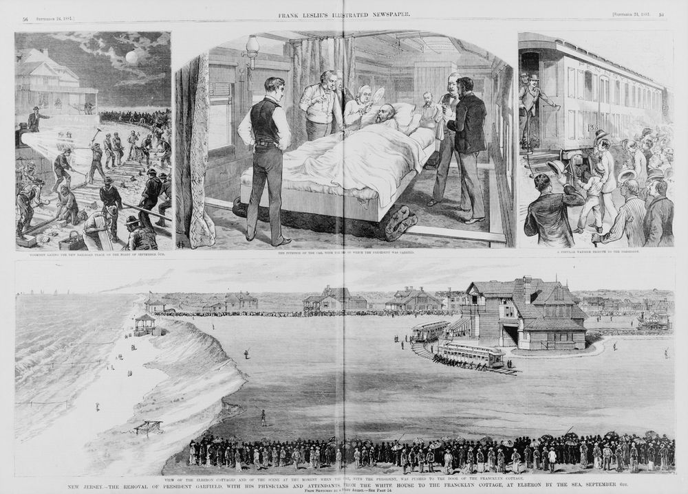 Lokale innbyggere var med på å bygge over en kilometer jernbane på 18 timer da president James Garfield var på vei til Long Branch, for forhåpentligvis å bli bedre etter attentatet tidligere på året. 