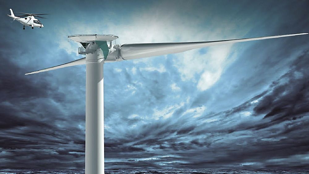 Norske oljeingeniører har gode muligheter i dansk vindindustri, ifølge dansk rekrutteringsbyrå. Illustrasjonen viser en tobladet vindmølle designet av et tysk vindteknologiselskap.