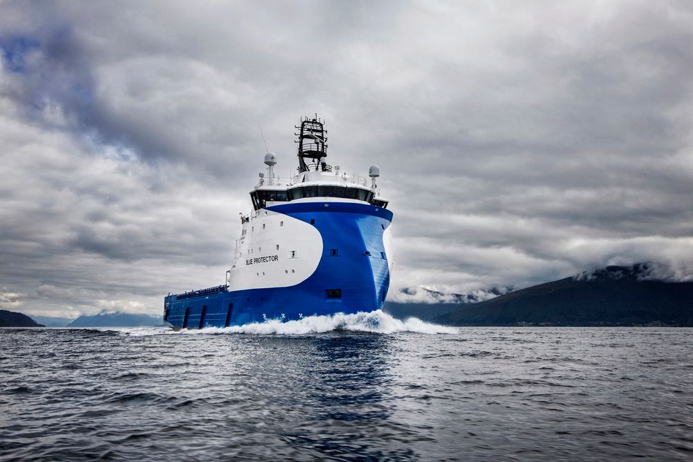 Forsyningsskipet Blue Protector X-Bow. Ulstein har bygget og solgt 100 skip og designpakker med X-Bow. 