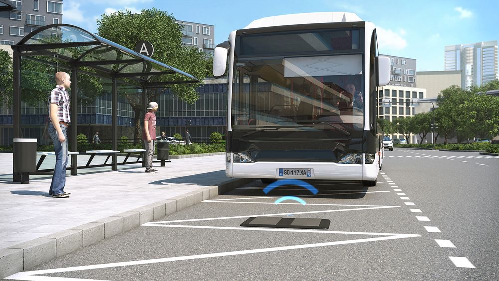 Bakkelading: Det nye ladesystenet Alstom har utviklet kan også brukes av busser. Men da med to ladeplater 