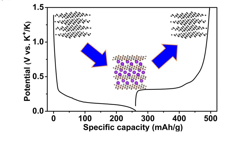 Grafen illustrerer den elektriske kapasiteten til det nylig utviklete kalium-ione batteriet laget ved Oregon State University.
