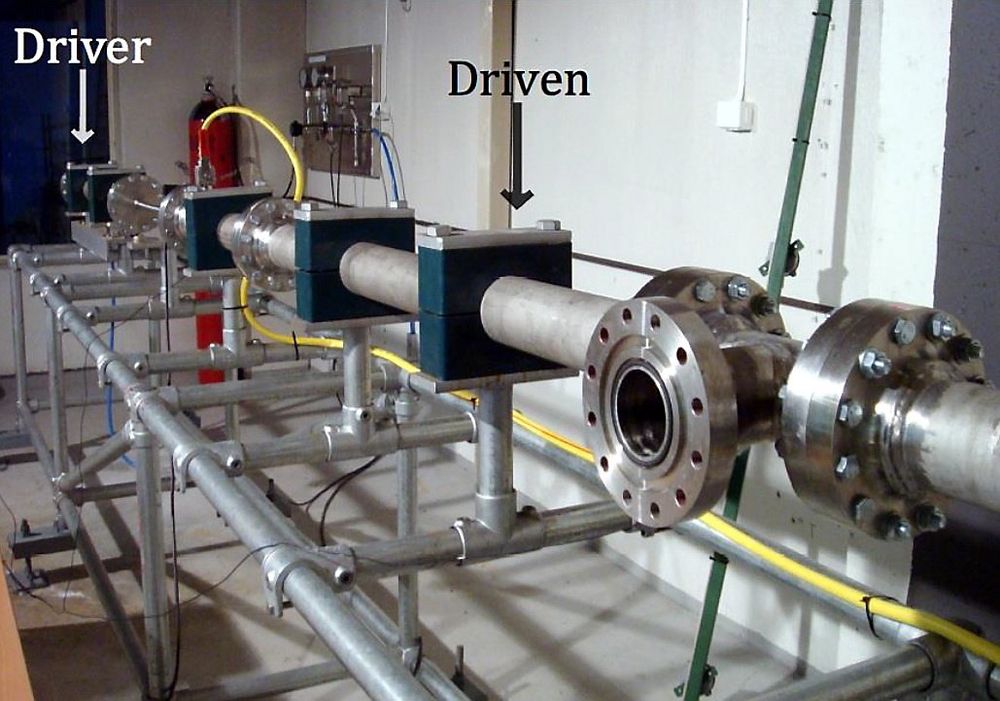 Ved å sende sjokkbølger gjennom et fem meter langt rør, har professorer og studenter ved Høgskolen i Narvik undersøkt effekten på ulike materialer ved store påkjenninger. 