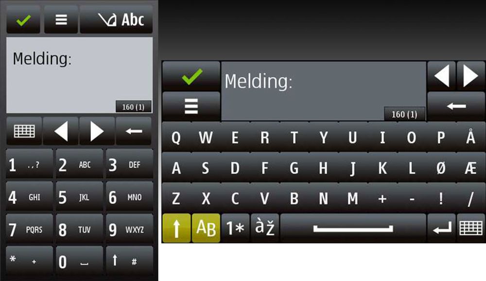 Nokia X6 har skjermtastatur for stående og liggende modus.