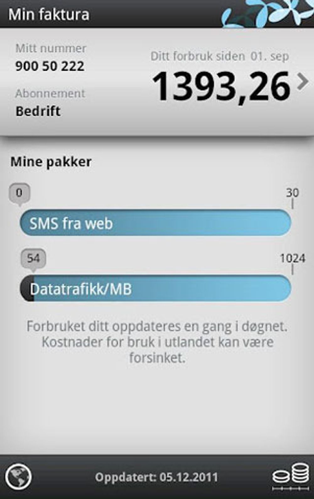 Telenors Faktura-app.