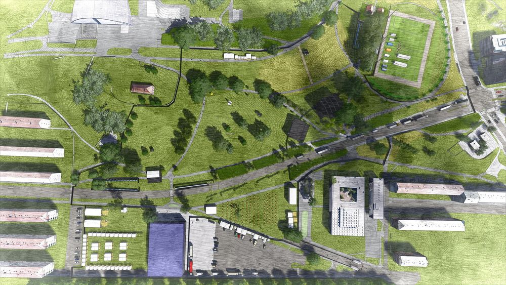 KAN BLI: Slik an Tøyenparken ta imot Øyafestivalen i august. Dette er forslag, foreløpig er endelig beslutning ikke tatt. Detaljer om alle installasjonene blir vist på videoen som ligger her (link?).