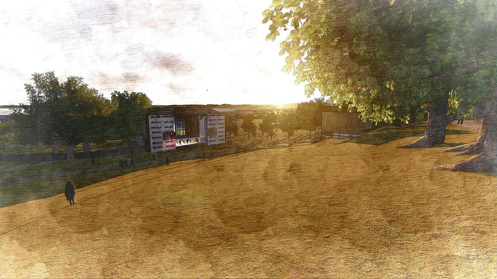 3D tegning modell av hvordan Øyafestivalen kan bli på Tøyen. Illustrasjonen er fra februar 2014, sommeren 2014 blir første gang Øyafestivalen arrangeres på Tøyen.