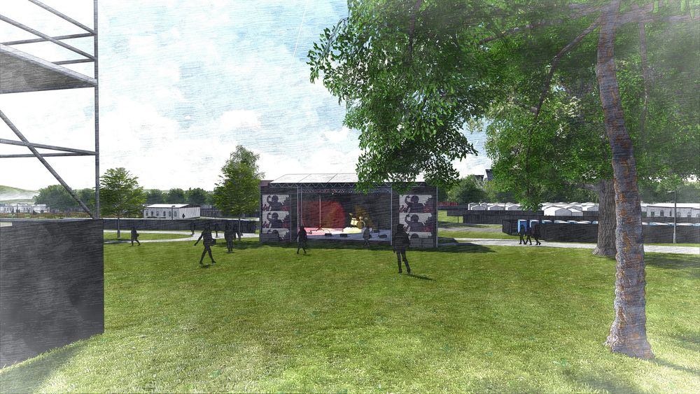 3D tegning modell av hvordan Øyafestivalen kan bli på Tøyen. Illustrasjonen er fra februar 2014, sommeren 2014 blir første gang Øyafestivalen arrangeres på Tøyen.