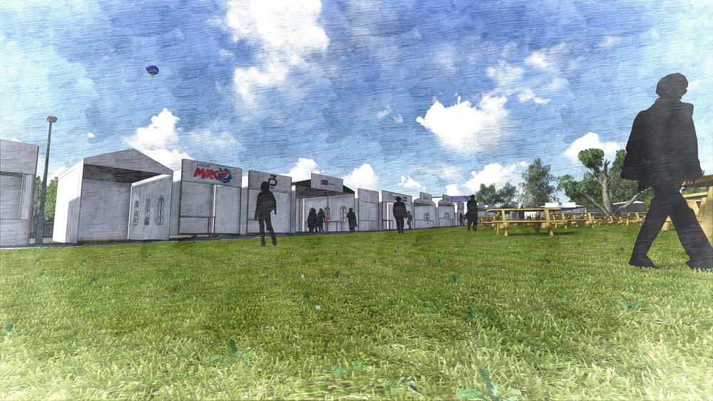 3D tegning modell av hvordan Øyafestivalen kan bli på Tøyen. Illustrasjonen er fra februar 2014, sommeren 2014 blir første gang Øyafestivalen arrangeres på Tøyen.