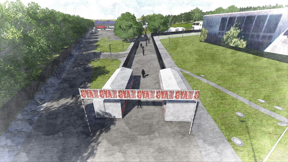 3D tegning modell av hvordan Øyafestivalen kan bli på Tøyen. Illustrasjonen er fra februar 2014, sommeren 2014 blir første gang Øyafestivalen arrangeres på Tøyen.