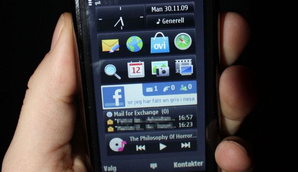 Startskjermen er som på Nokia N97.
