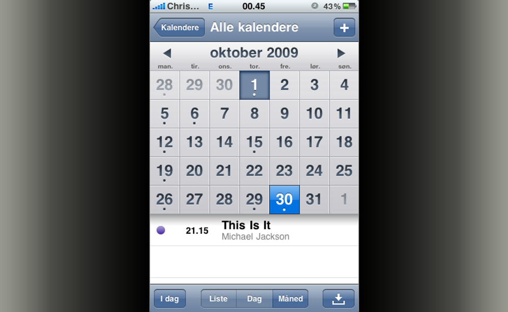 iPhone OS Kalender