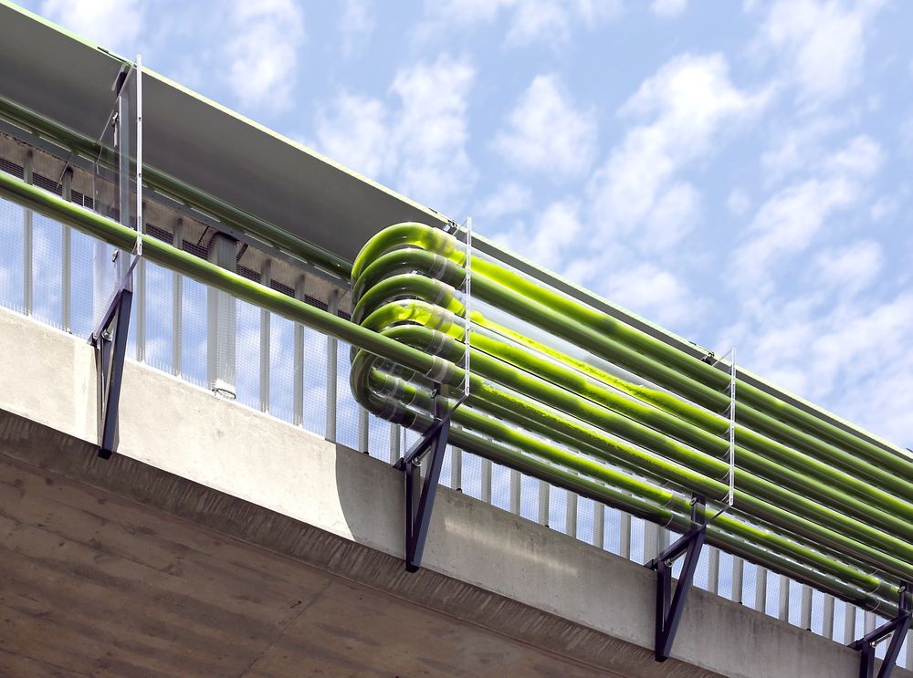  Algene sirkulerer ved hjelp av en solcelledrevet pumpe.