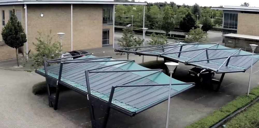 Solar Cloth Company har allerede avduket det som skal være verdens første parkeringshus med tak av solcelle-tekstil i Cambridge.