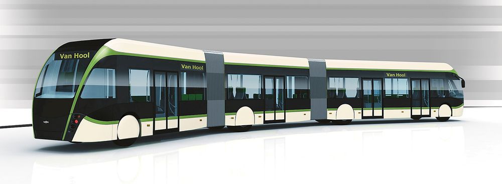 Van Hool Exqui City kombinerer effektiviteten til trikk/trolleybuss med fleksibiliteten til en vanlig buss, påpeker produsenten selv. 