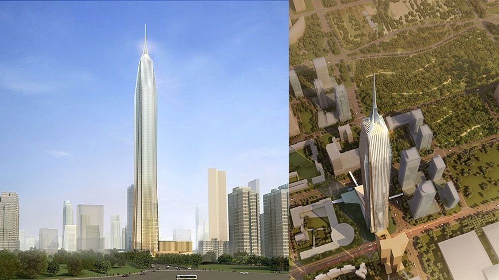 4: PING AN INTERNATIONAL FINANCE CENTER, SHENZHEN, KINA: 660 meter høyt, 116 etasjer, skal stå ferdig i 2015. Blir utelukkende et kontorbygg.  